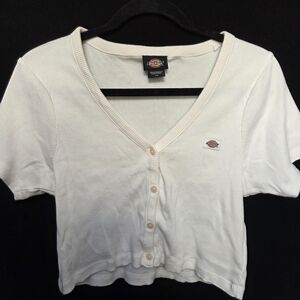Dickies Cream Button-Up Top Size Large
